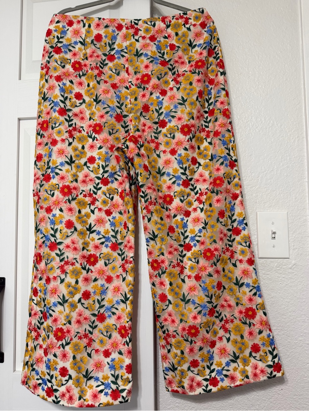 ANTONIO MELANI Floral Wide-Leg Pants in Red, Yellow, Blue